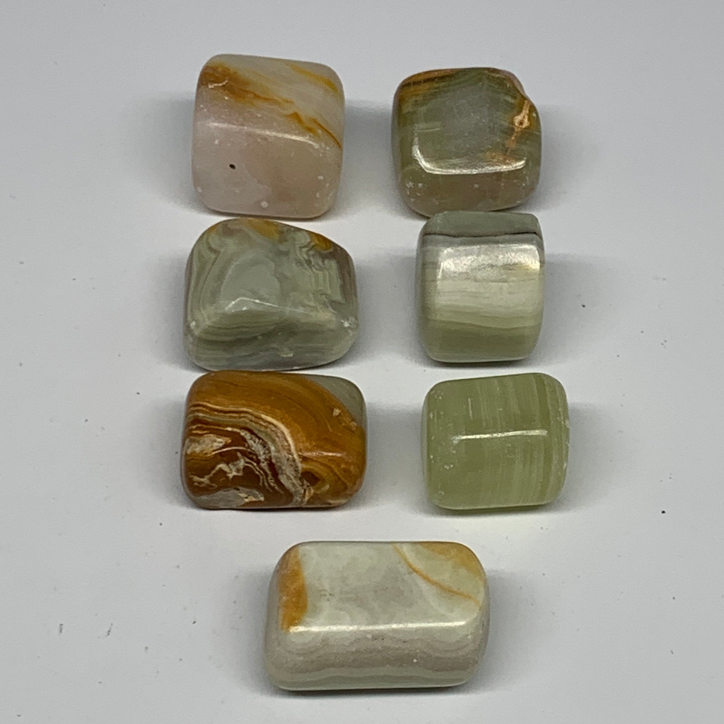 151.6g, 0.9"-1.3", 7pcs, Onyx/Banded Tumbled Stones @Afghanistan, B26725