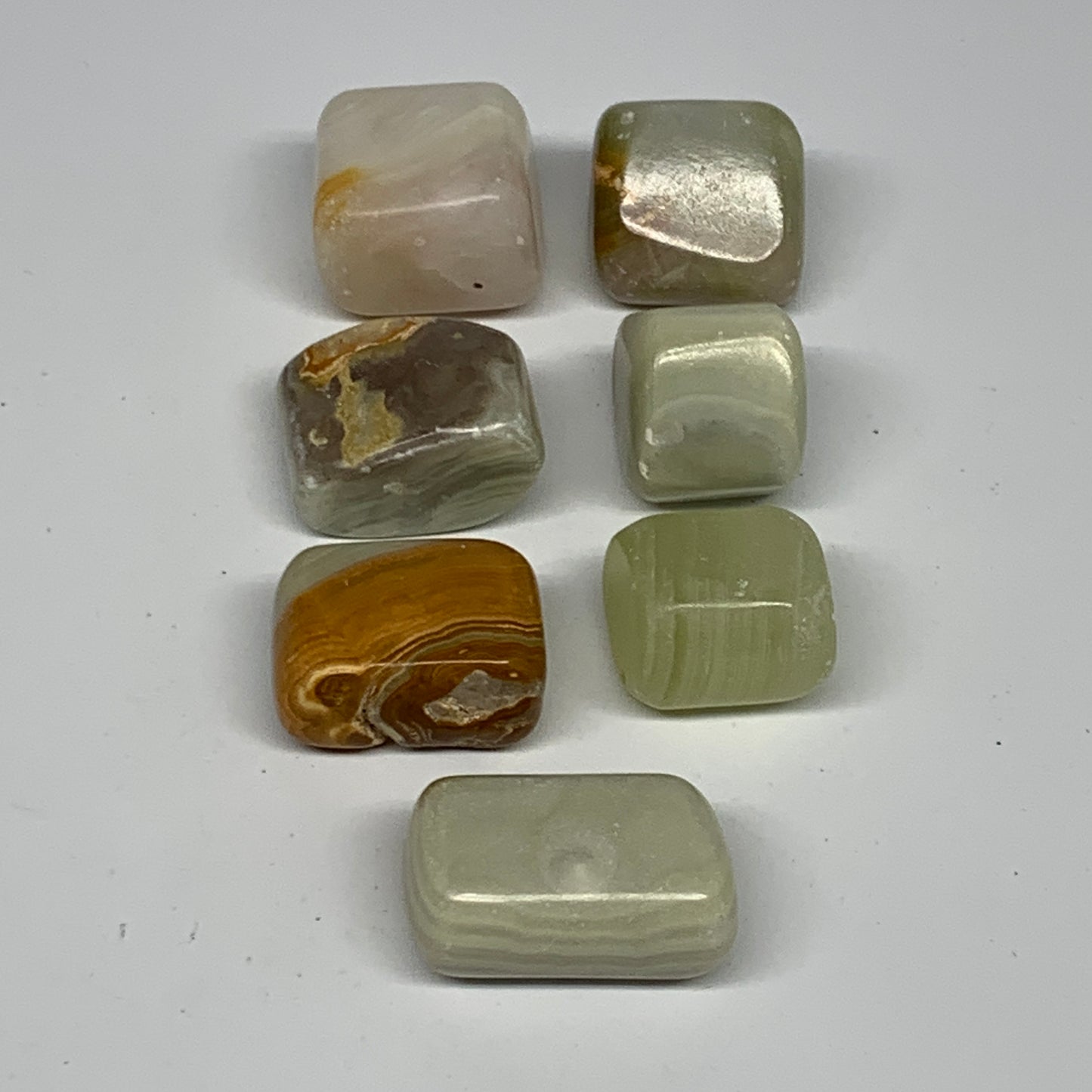 151.6g, 0.9"-1.3", 7pcs, Onyx/Banded Tumbled Stones @Afghanistan, B26725