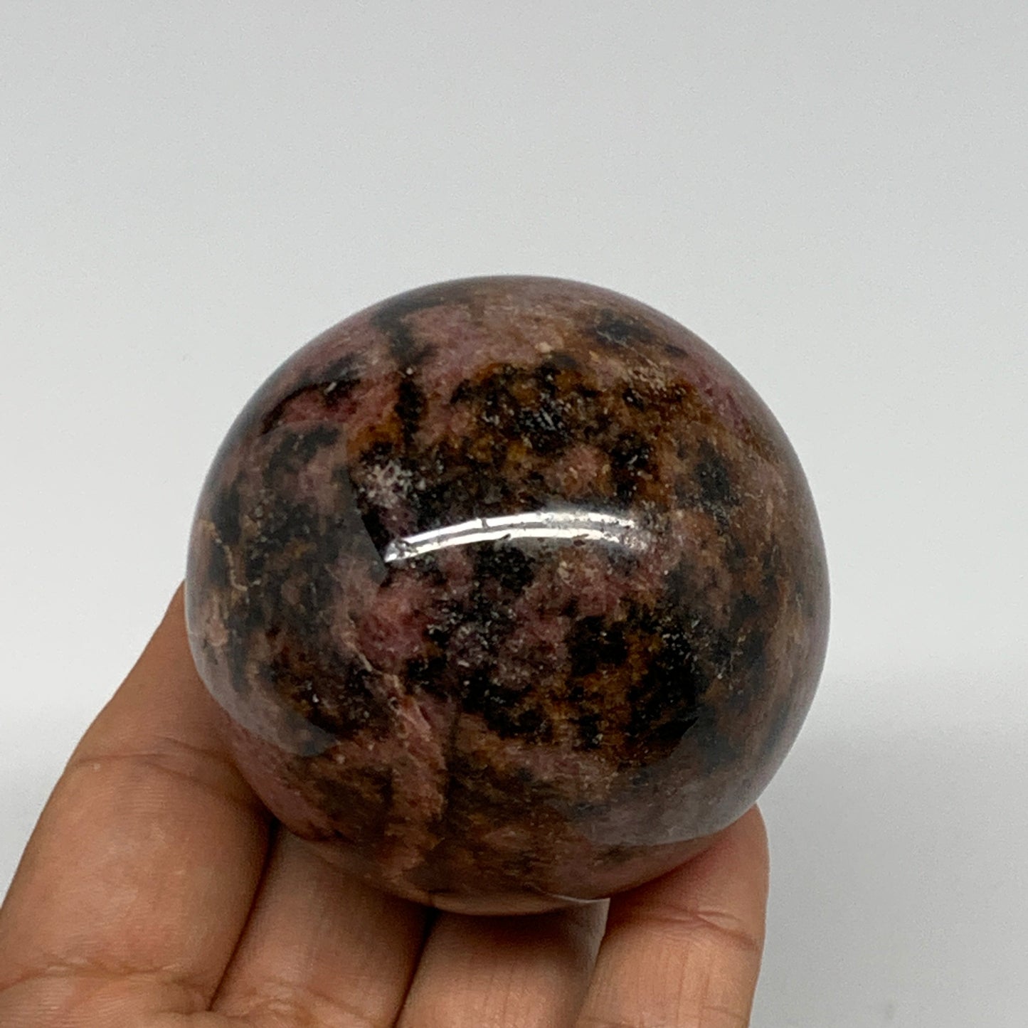 368.3g,2.3"(58mm), Natural Untreated Rhodonite Sphere Ball @Madagascar, B22764