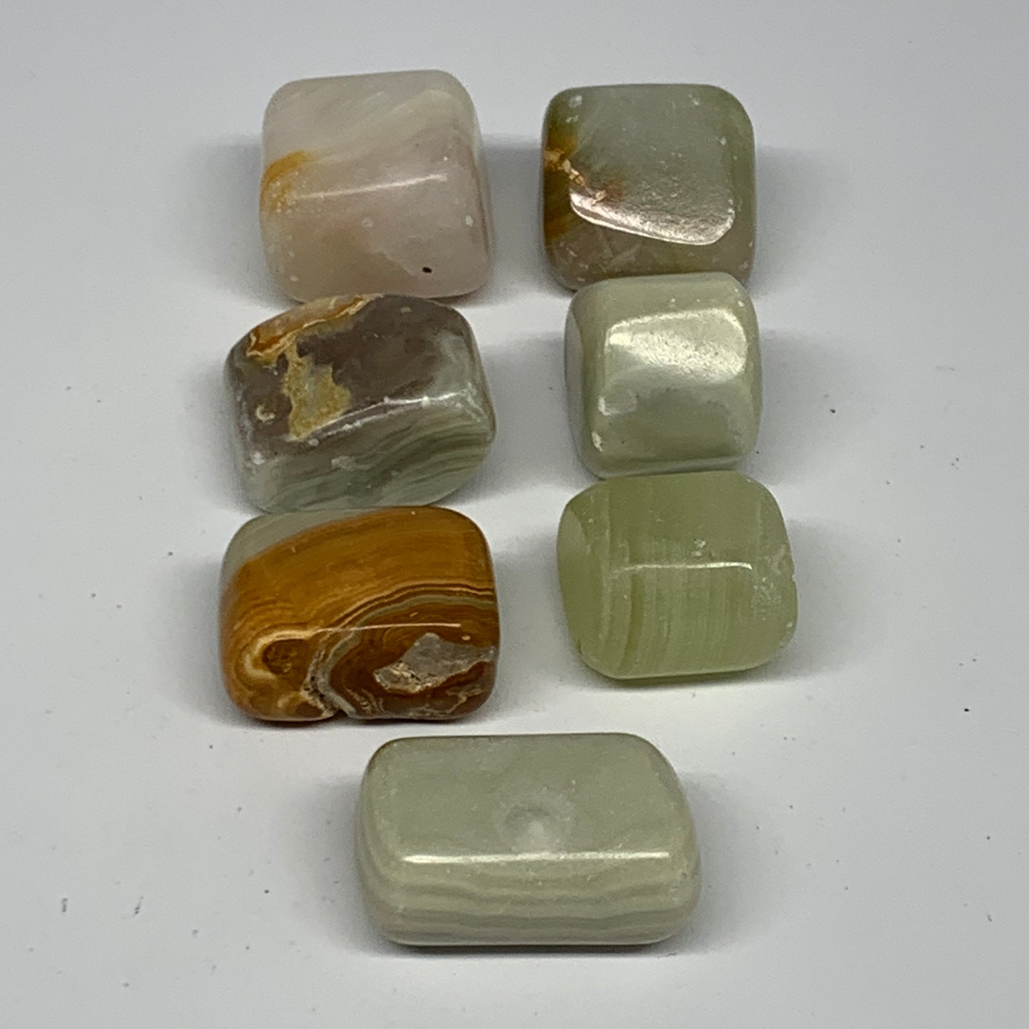 151.6g, 0.9"-1.3", 7pcs, Onyx/Banded Tumbled Stones @Afghanistan, B26725