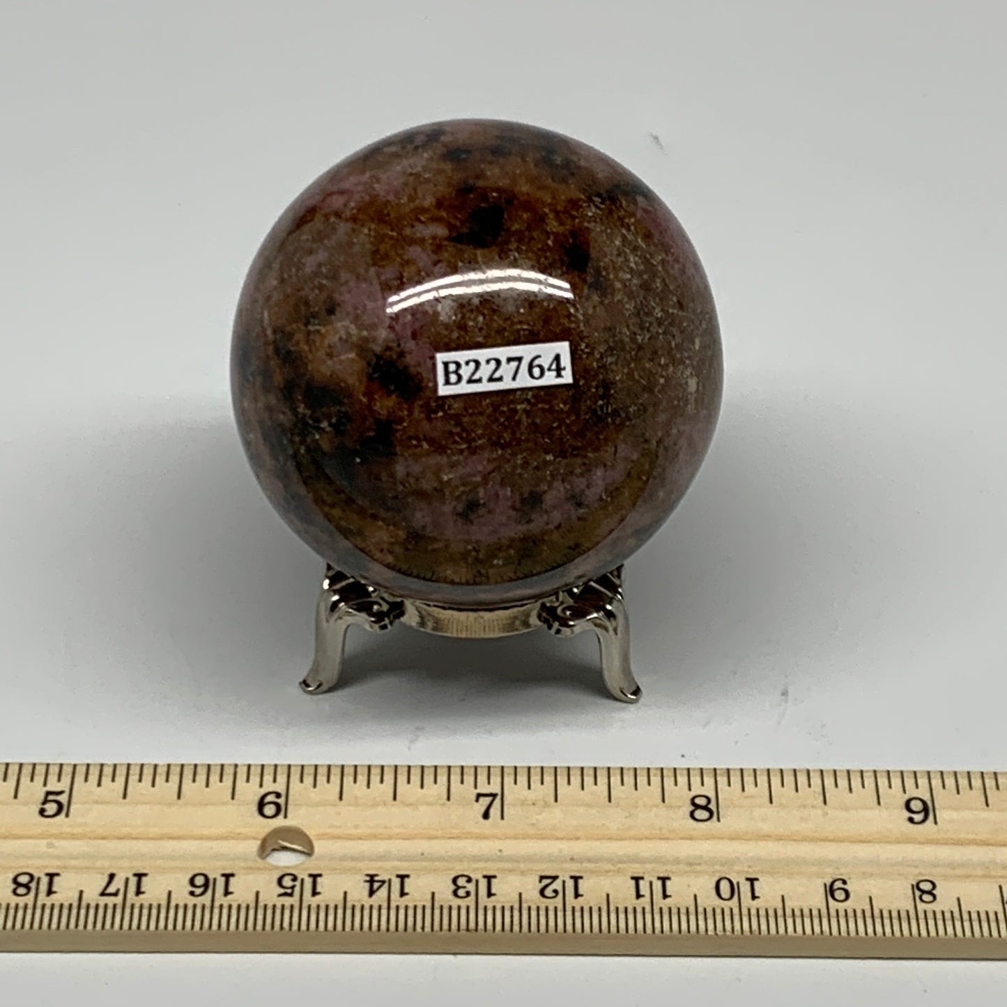 368.3g,2.3"(58mm), Natural Untreated Rhodonite Sphere Ball @Madagascar, B22764