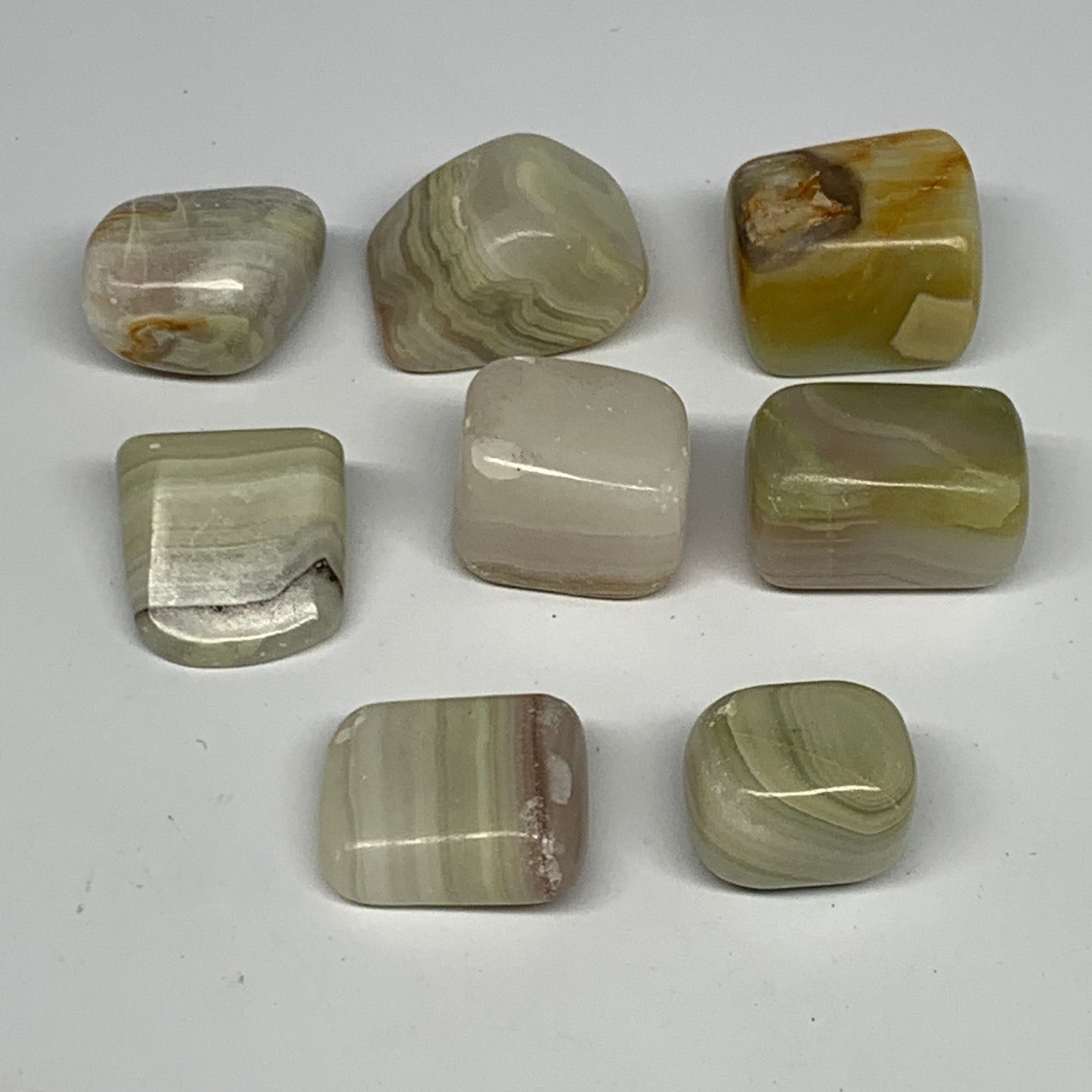 181.7g, 0.9"-1.3", 8pcs, Onyx/Banded Tumbled Stones @Afghanistan, B26726