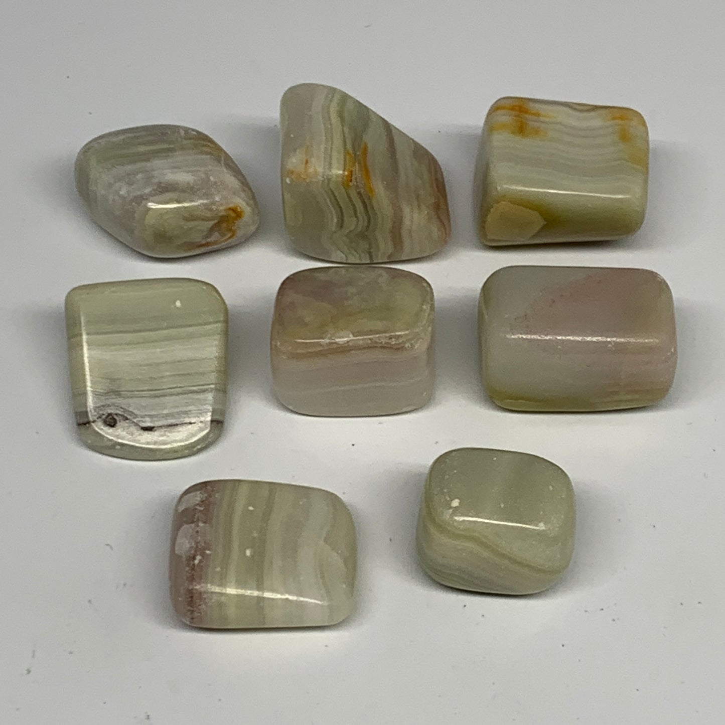 181.7g, 0.9"-1.3", 8pcs, Onyx/Banded Tumbled Stones @Afghanistan, B26726