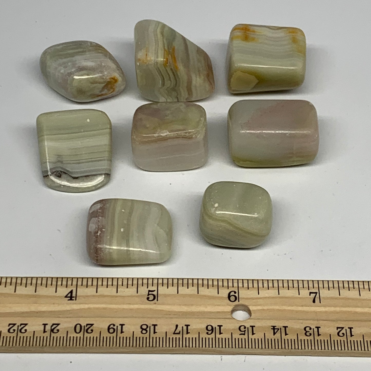 181.7g, 0.9"-1.3", 8pcs, Onyx/Banded Tumbled Stones @Afghanistan, B26726