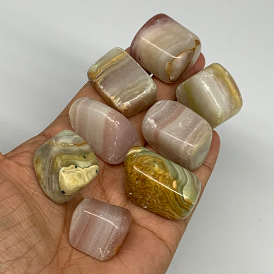 194.2g, 0.7"-1.4", 8pcs, Onyx/Banded Tumbled Stones @Afghanistan, B26728