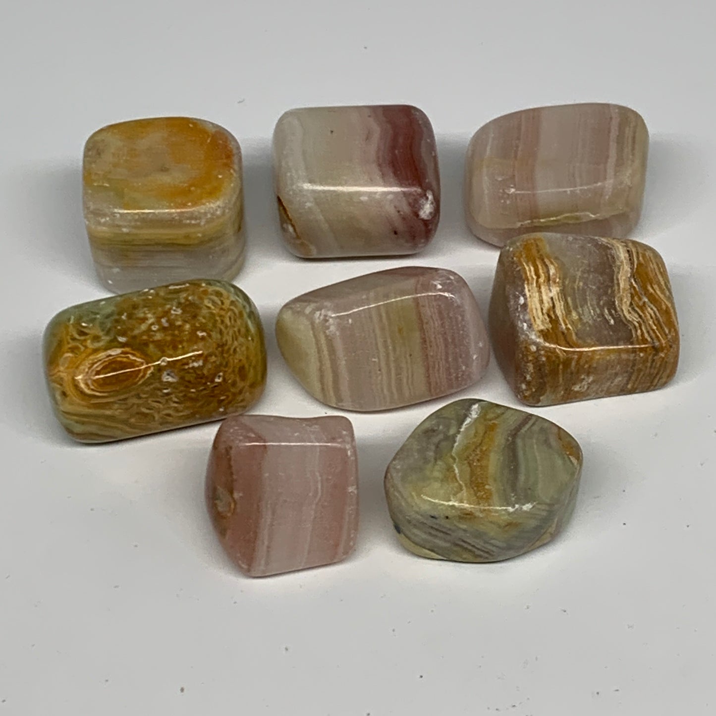 194.2g, 0.7"-1.4", 8pcs, Onyx/Banded Tumbled Stones @Afghanistan, B26728