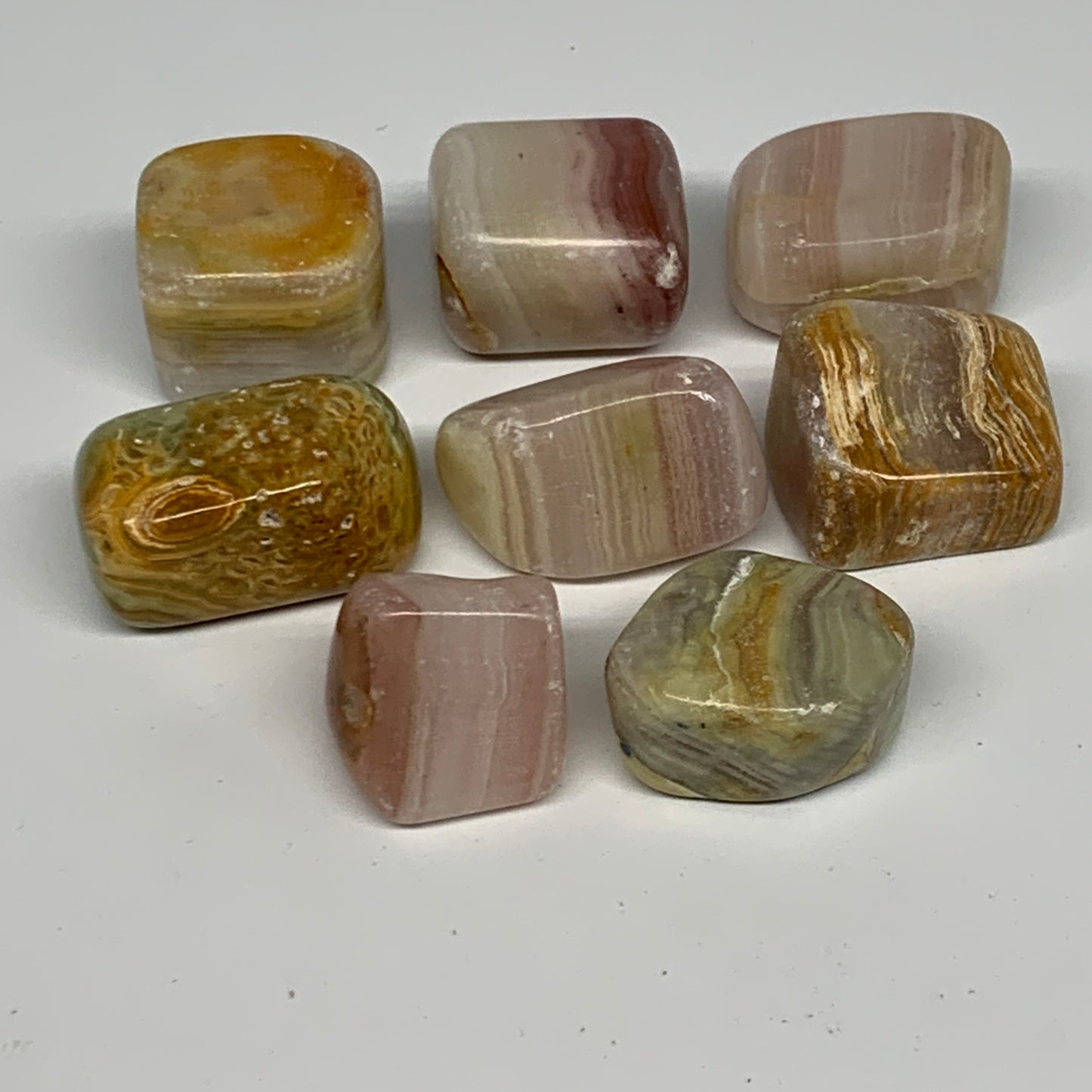 194.2g, 0.7"-1.4", 8pcs, Onyx/Banded Tumbled Stones @Afghanistan, B26728