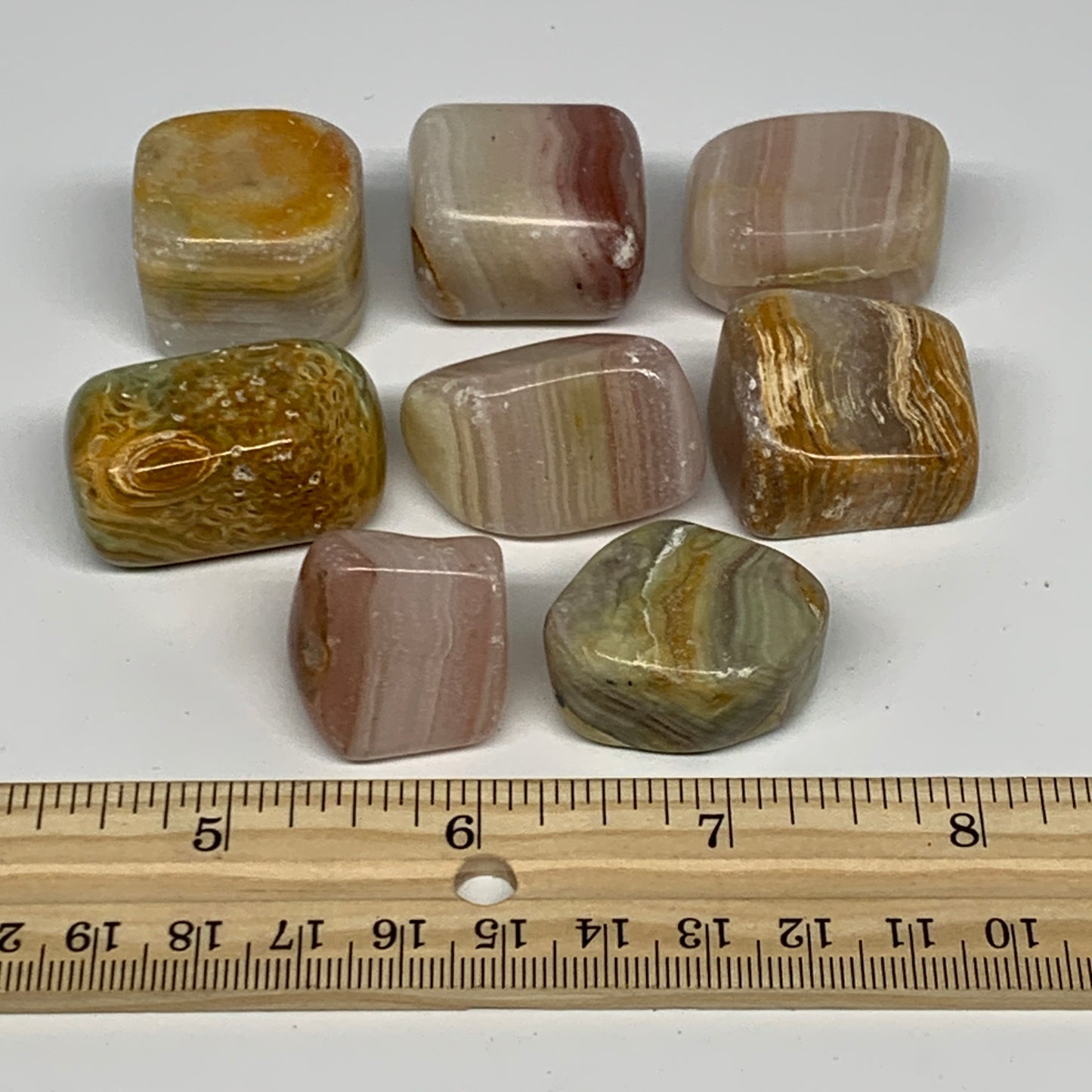 194.2g, 0.7"-1.4", 8pcs, Onyx/Banded Tumbled Stones @Afghanistan, B26728