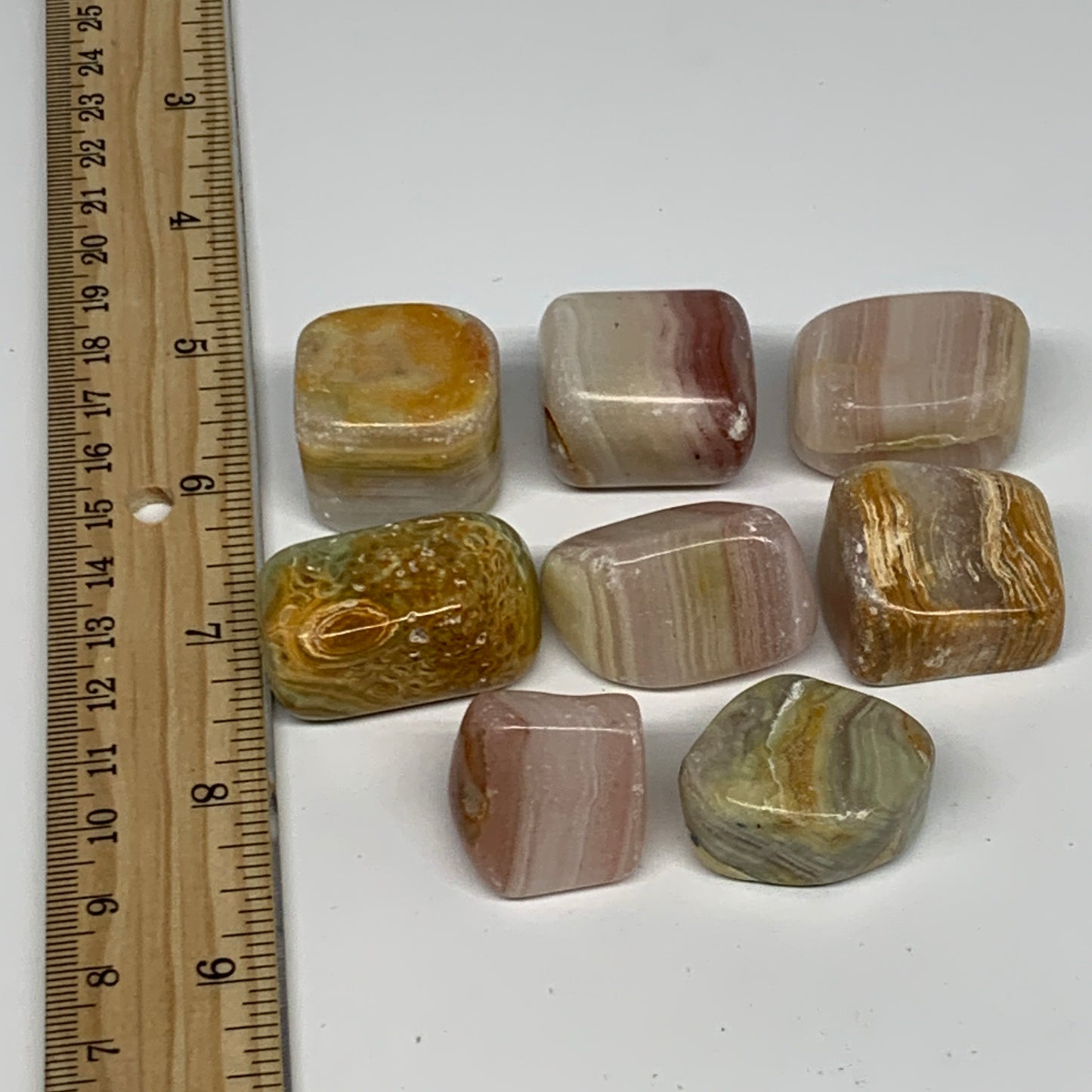194.2g, 0.7"-1.4", 8pcs, Onyx/Banded Tumbled Stones @Afghanistan, B26728