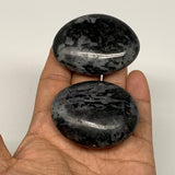136.9g, 2.1"-2.2", 2pcs, Indigo Gabro (Merlinite) Palm-Stone @Madagascar, B17940