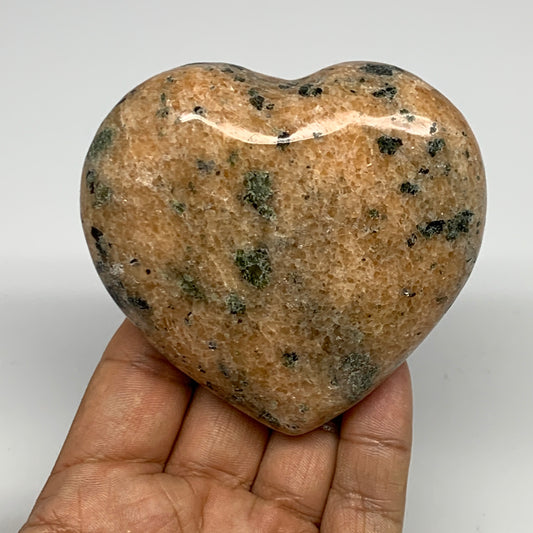 304.3g, 3"x3.2"x1.3" Orange Calcite Heart Gemstones from Madagascar, B17167
