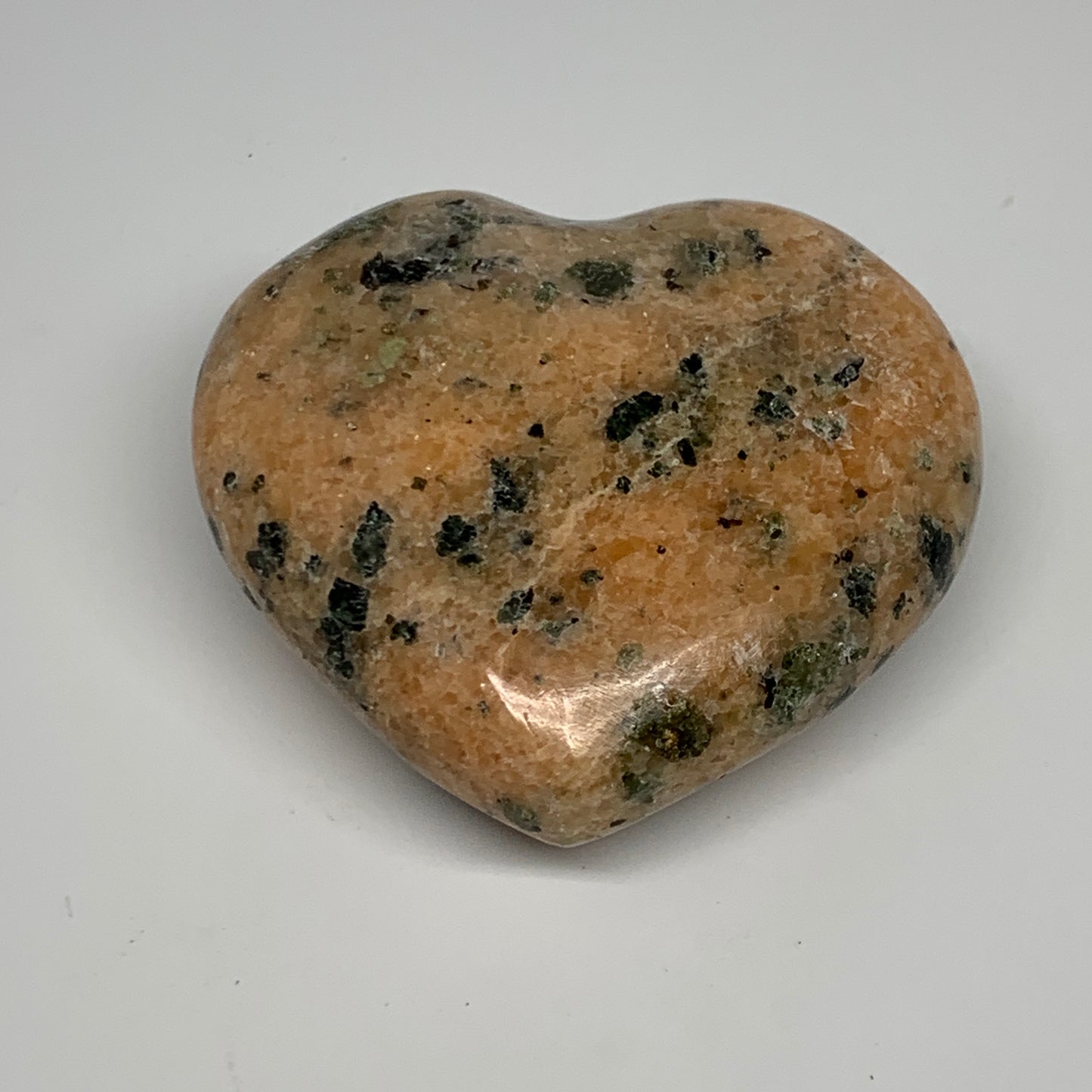 304.3g, 3"x3.2"x1.3" Orange Calcite Heart Gemstones from Madagascar, B17167