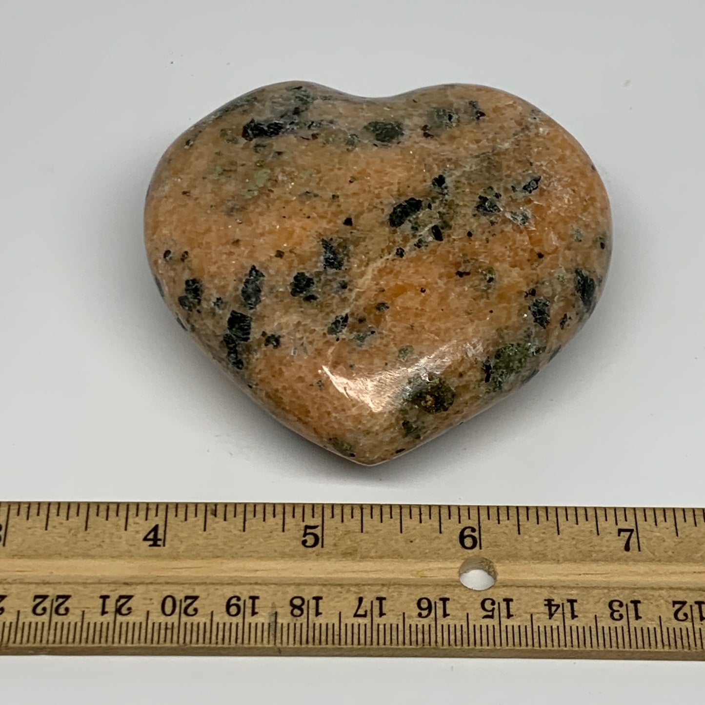 304.3g, 3"x3.2"x1.3" Orange Calcite Heart Gemstones from Madagascar, B17167