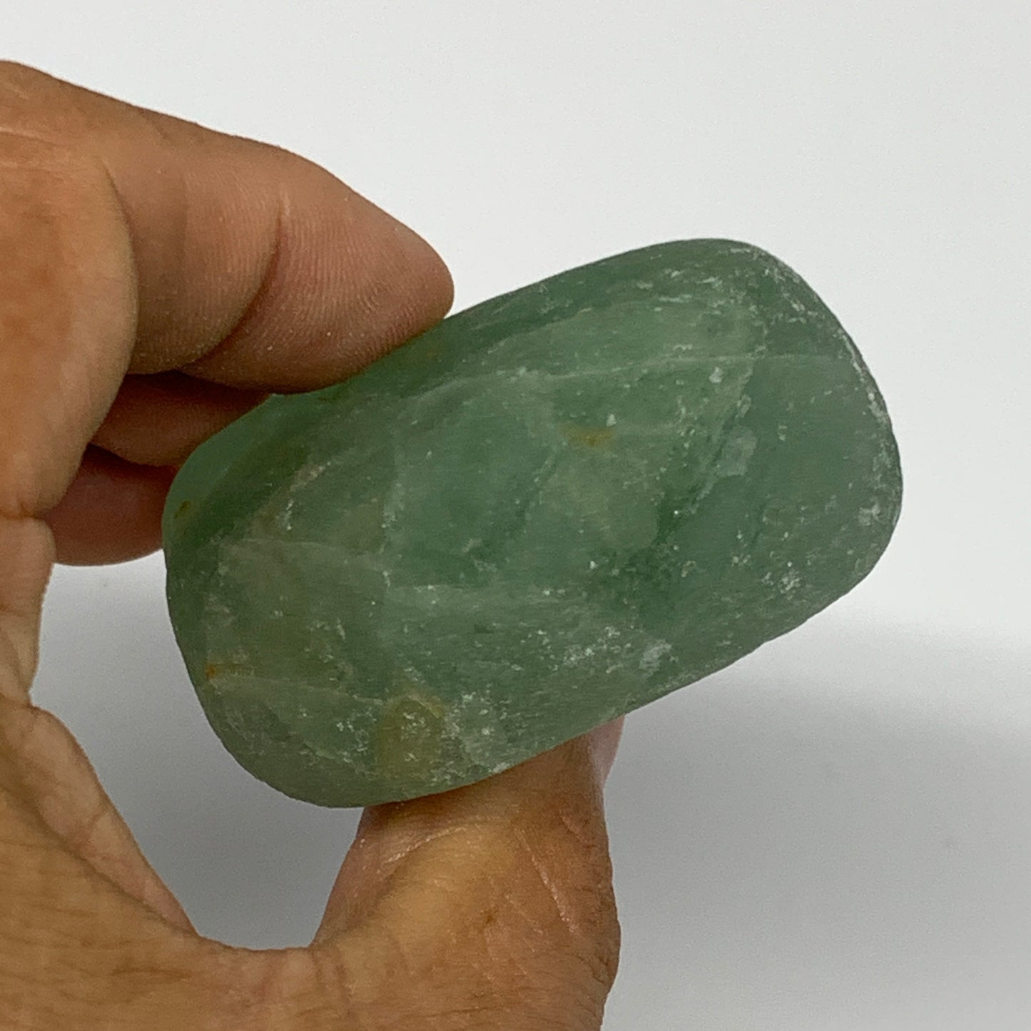 150.2g, 2.3"x1.9"x1" Fluorite Tumbled Rough/Semi- Polished @Mexico, B18691