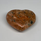 245.2g, 2.6"x3.1"x1.3" Orange Calcite Heart Gemstones from Madagascar, B17169