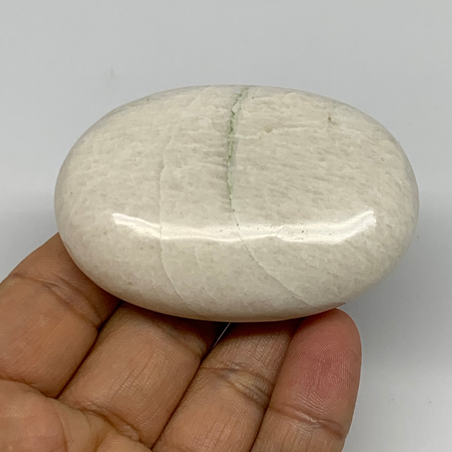 96.2g,2.6"x1.8"x0.8" White Moonstone Crystal Palm-Stone Polished Reiki, B21960
