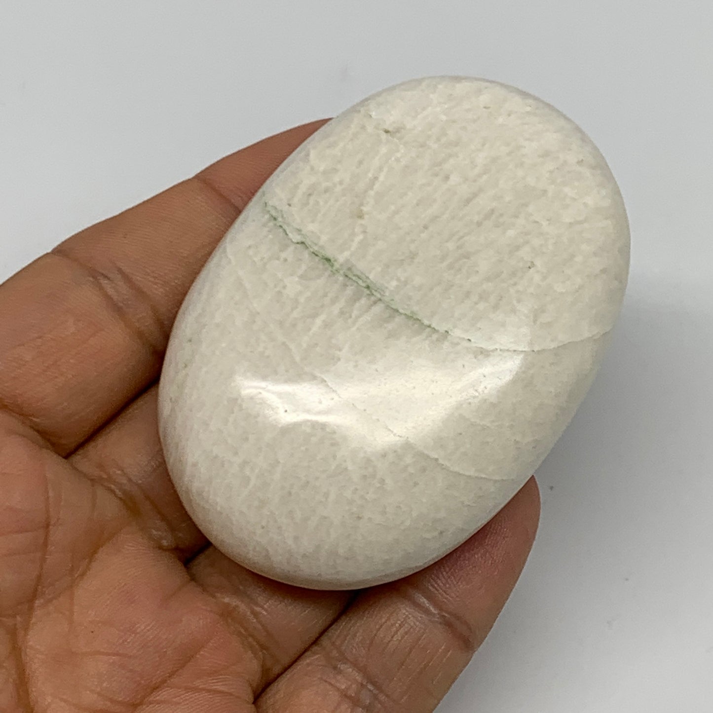 96.2g,2.6"x1.8"x0.8" White Moonstone Crystal Palm-Stone Polished Reiki, B21960