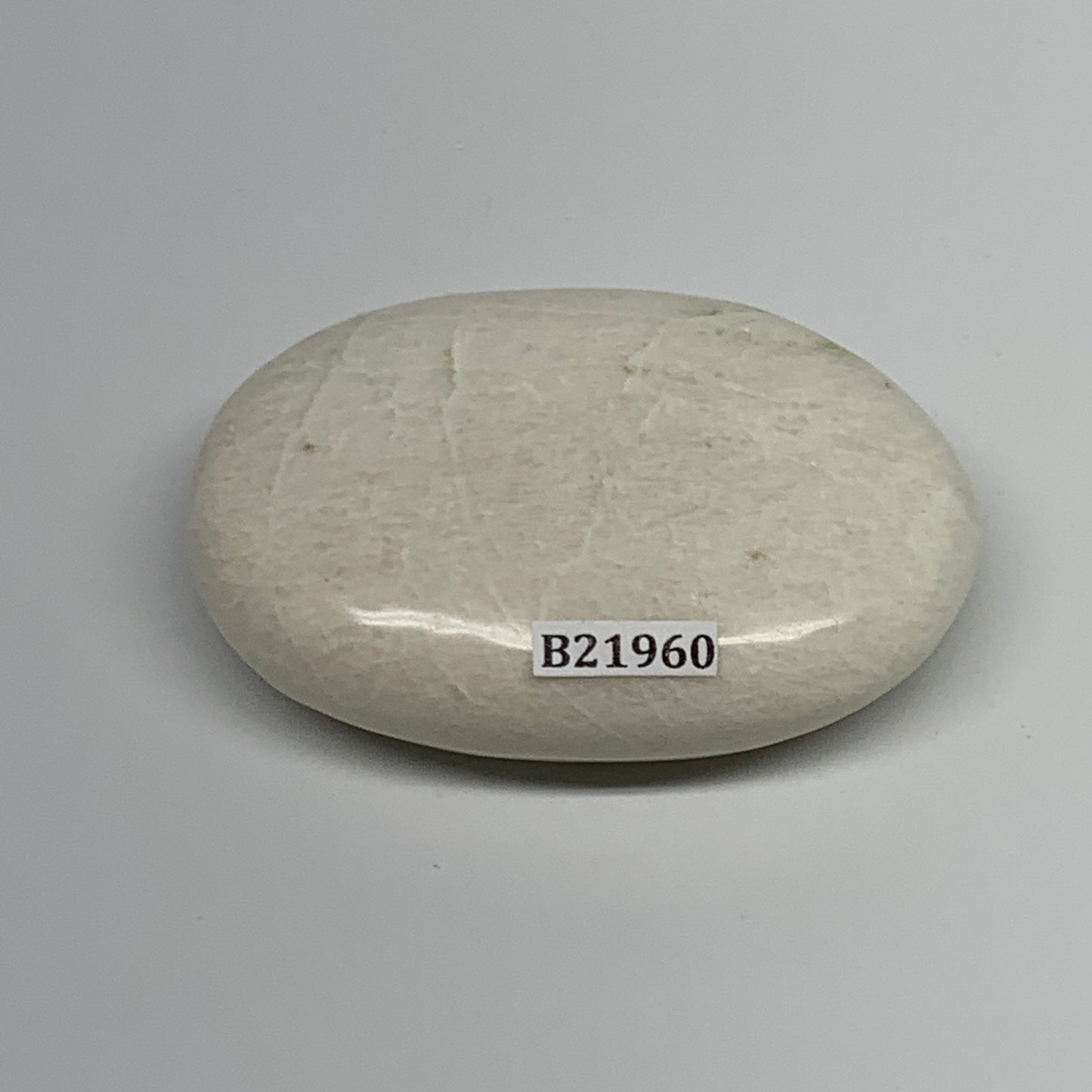 96.2g,2.6"x1.8"x0.8" White Moonstone Crystal Palm-Stone Polished Reiki, B21960