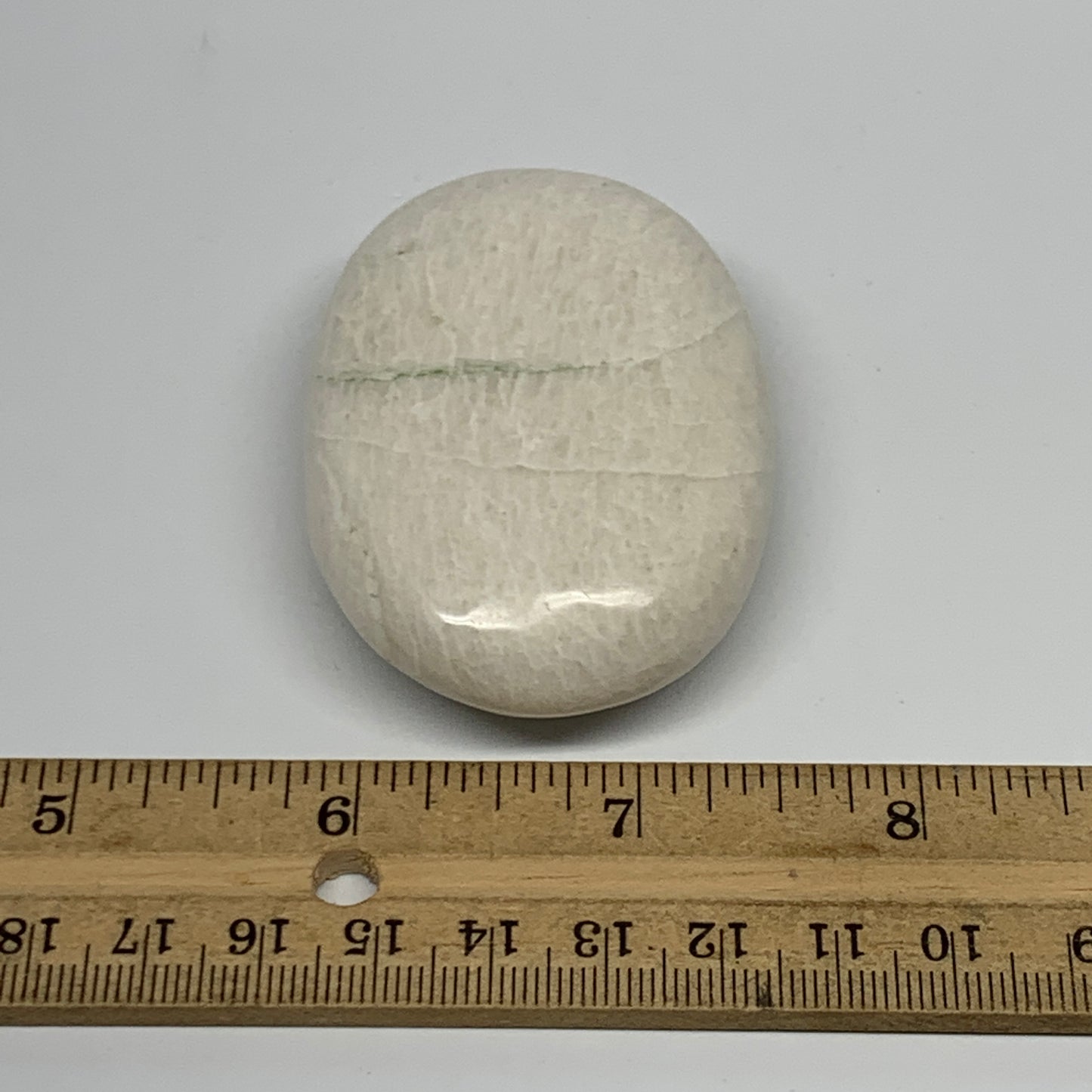 96.2g,2.6"x1.8"x0.8" White Moonstone Crystal Palm-Stone Polished Reiki, B21960