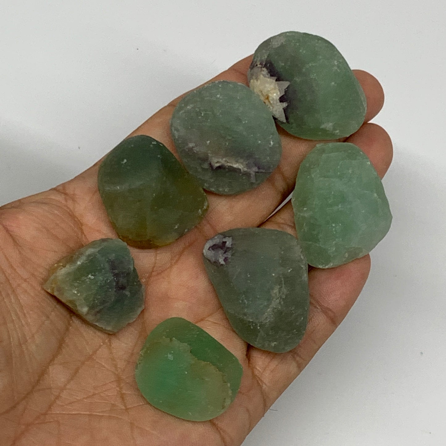 146.1g,0.9"-1.3", 7pcs, Fluorite Tumbled Rough/Semi- Polished @Mexico, B18694