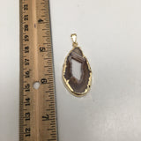 29 cts Agate Druzy Slice Geode Pendant Electroplated Gold Plated @Brazil, C899 - watangem.com