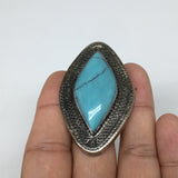 2"x1.3",Turkmen Ring Afghan Tribal Marquise Turquoise Inlay, 7.5, 9, 9.5, TR116