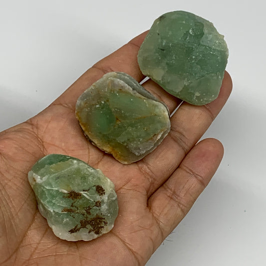 142.9g,1.5"-1.7", 3pcs, Fluorite Tumbled Rough/Semi- Polished @Mexico, B18696