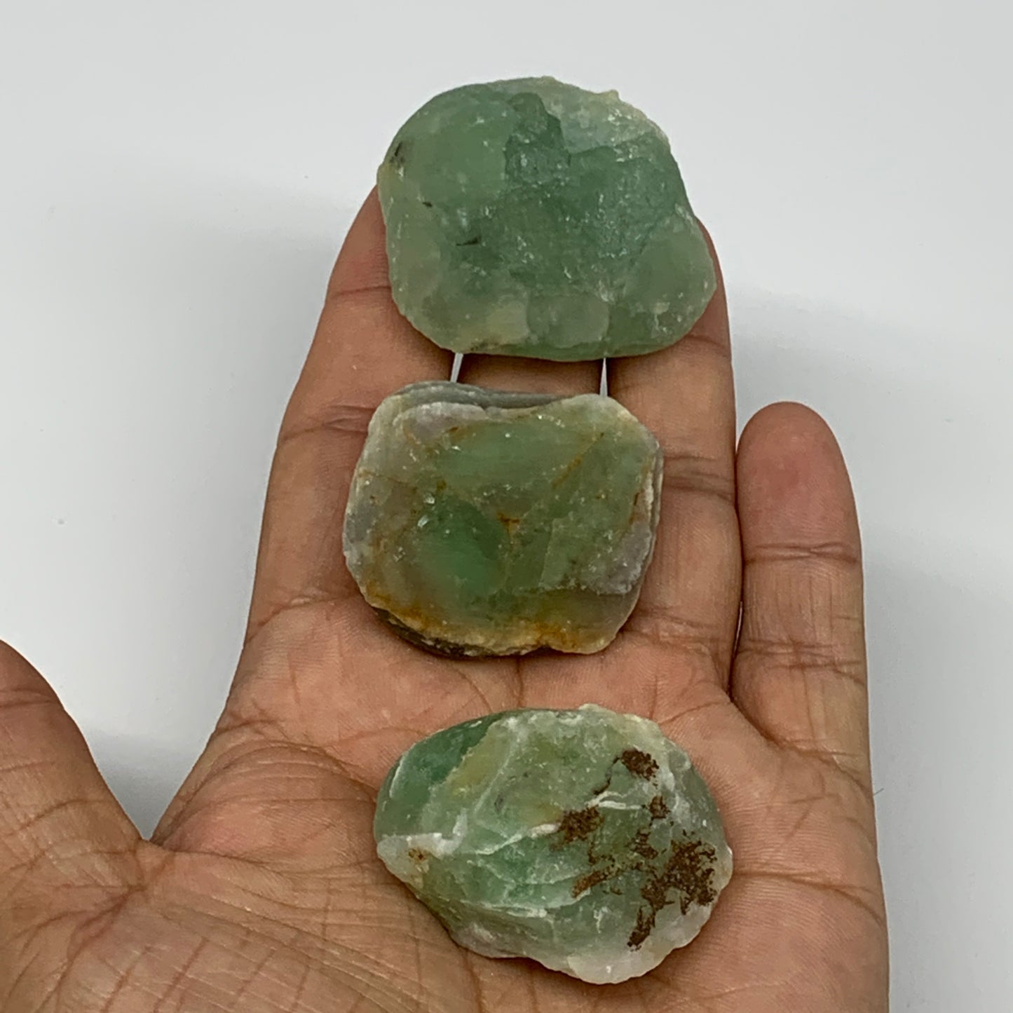 142.9g,1.5"-1.7", 3pcs, Fluorite Tumbled Rough/Semi- Polished @Mexico, B18696