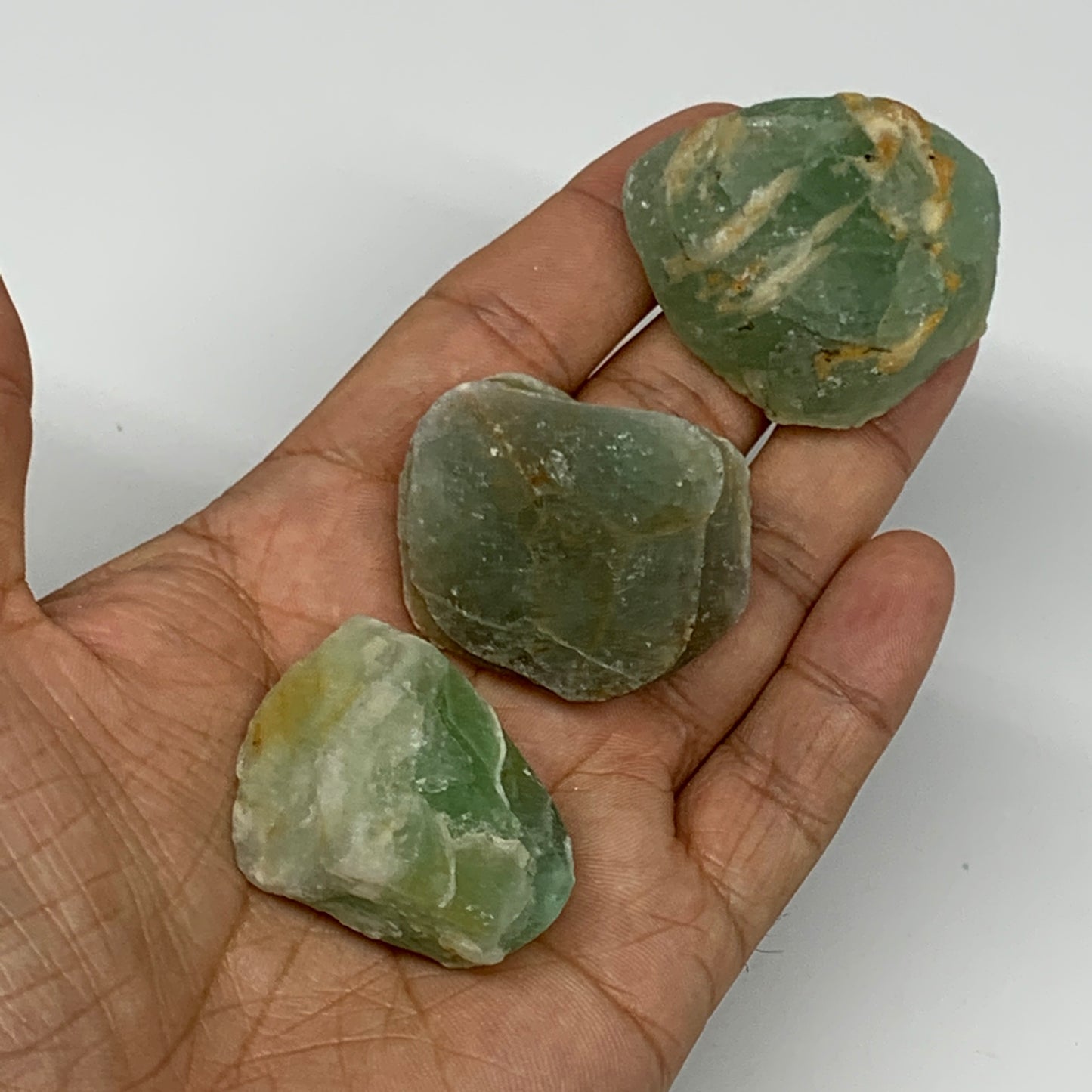 142.9g,1.5"-1.7", 3pcs, Fluorite Tumbled Rough/Semi- Polished @Mexico, B18696