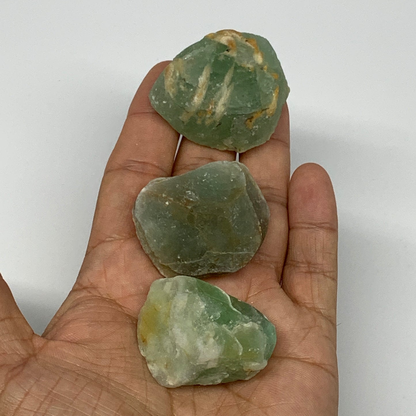 142.9g,1.5"-1.7", 3pcs, Fluorite Tumbled Rough/Semi- Polished @Mexico, B18696