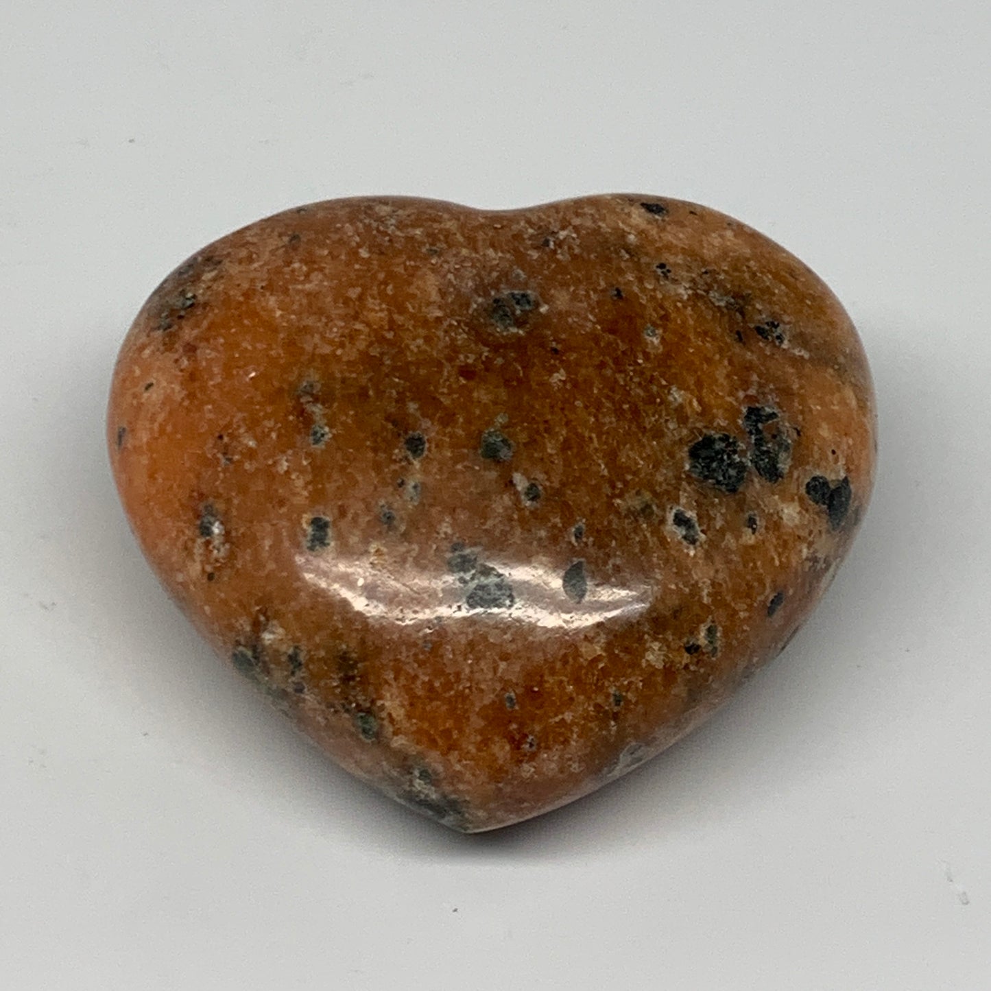 339.8g, 2.9"x3.2"x1.6" Orange Calcite Heart Gemstones from Madagascar, B17173