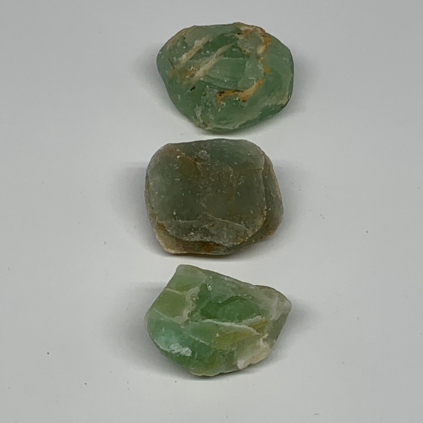 142.9g,1.5"-1.7", 3pcs, Fluorite Tumbled Rough/Semi- Polished @Mexico, B18696
