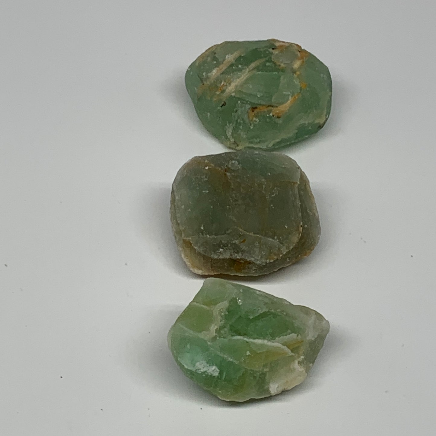 142.9g,1.5"-1.7", 3pcs, Fluorite Tumbled Rough/Semi- Polished @Mexico, B18696
