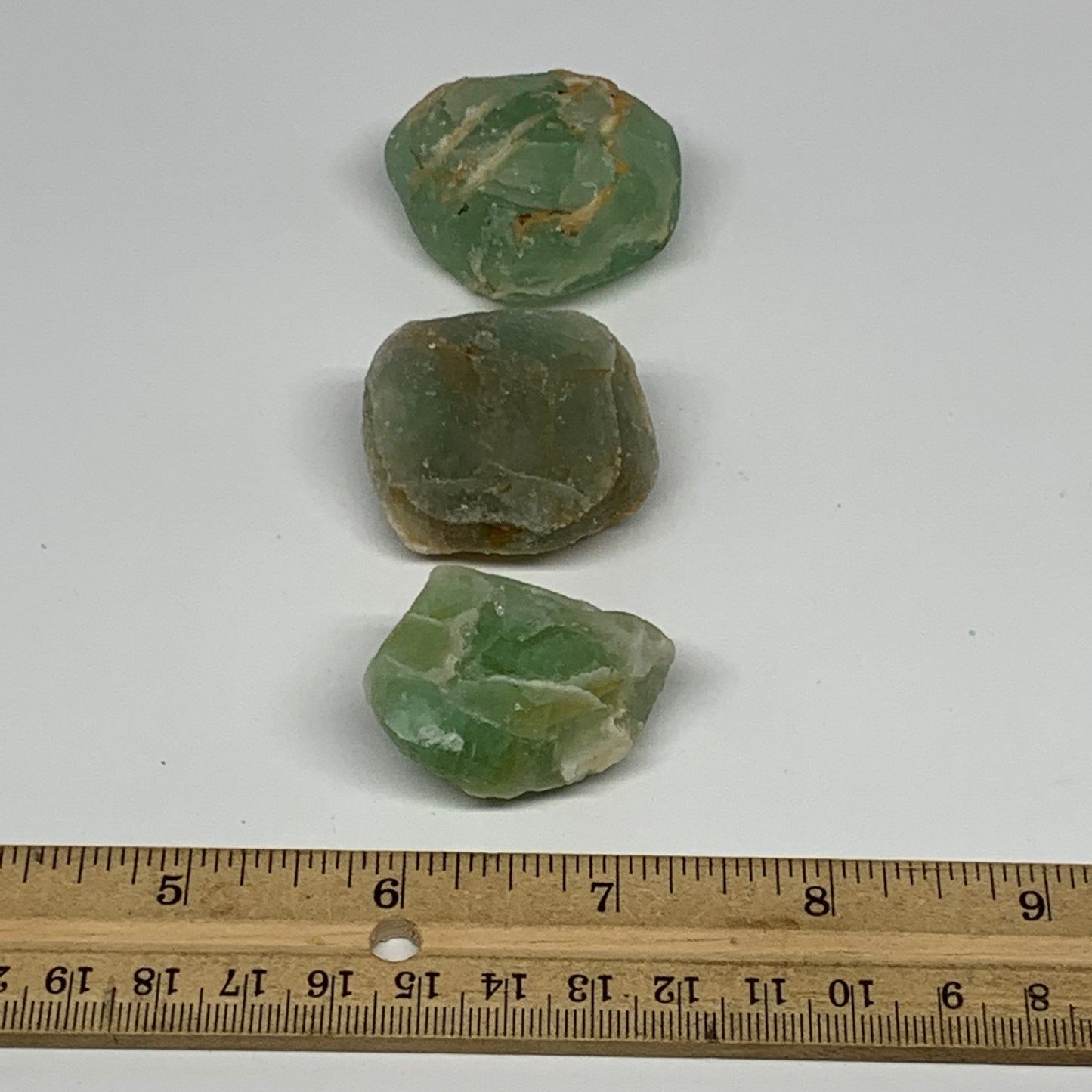 142.9g,1.5"-1.7", 3pcs, Fluorite Tumbled Rough/Semi- Polished @Mexico, B18696