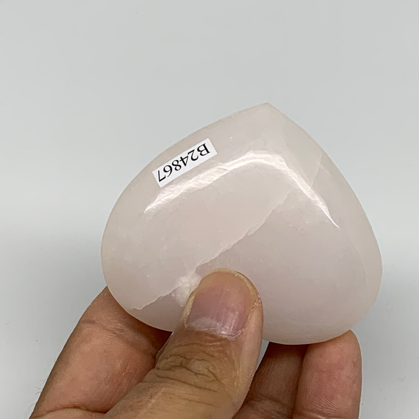 119.6g, 2.1"x2.5"0.9" Fluorescent Pink Mangano Heart Gemstones @Afghanistan, B24