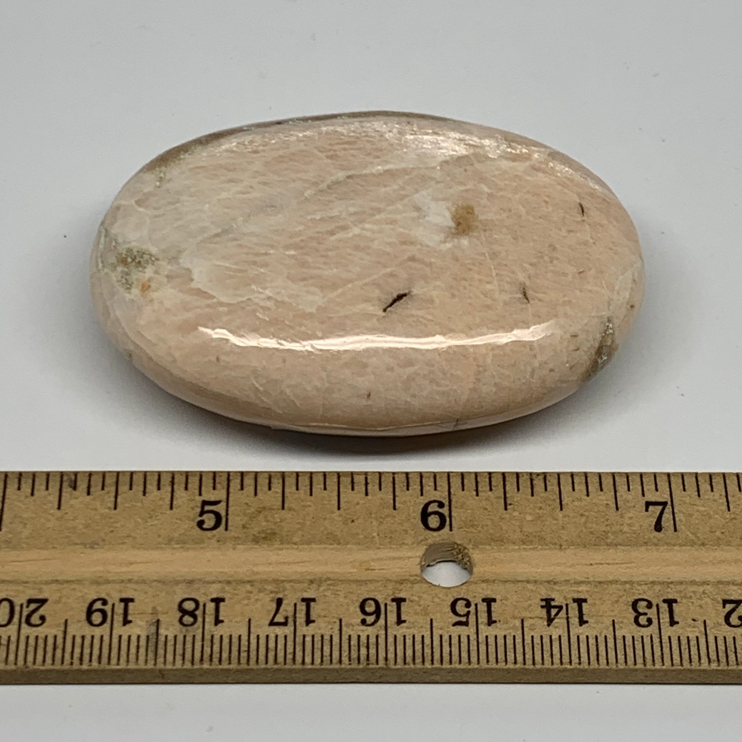 97.1g,2.6"x1.8"x0.9" White Moonstone Crystal Palm-Stone Polished Reiki, B21963