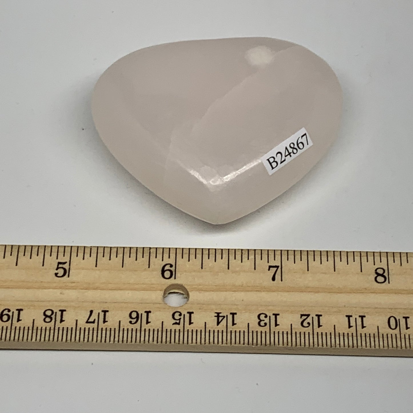 119.6g, 2.1"x2.5"0.9" Fluorescent Pink Mangano Heart Gemstones @Afghanistan, B24