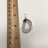 26.5 cts Agate Druzy Slice Geode Pendant Electroplated Gold Plated @Brazil, C907 - watangem.com
