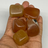 166.7g, 0.9"-1.3", 5pcs, Honey Calcite Tumbled Stones @Afghanistan, B26736