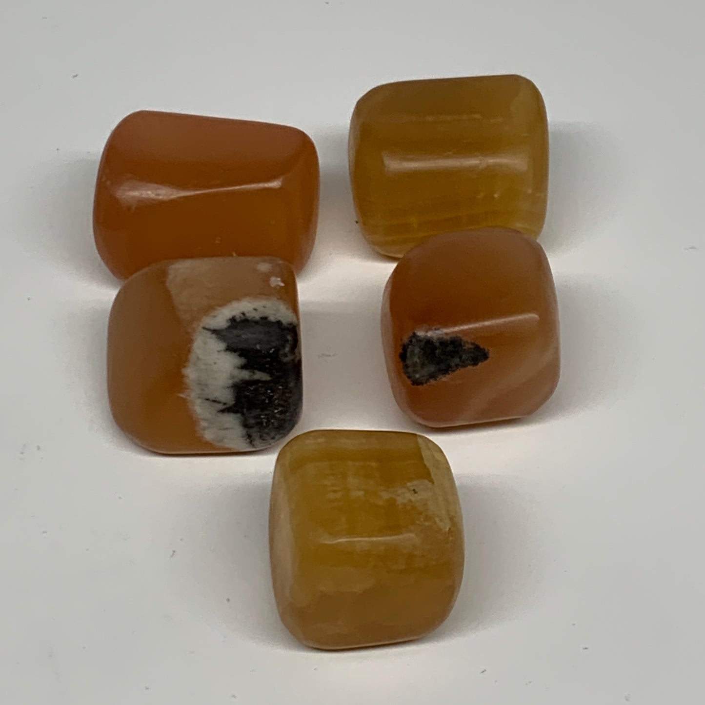 166.7g, 0.9"-1.3", 5pcs, Honey Calcite Tumbled Stones @Afghanistan, B26736