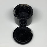219.4g, 2.1"x2.4" Black Fossils Ammonite Orthoceras Jewelry Box @Morocco,F2569