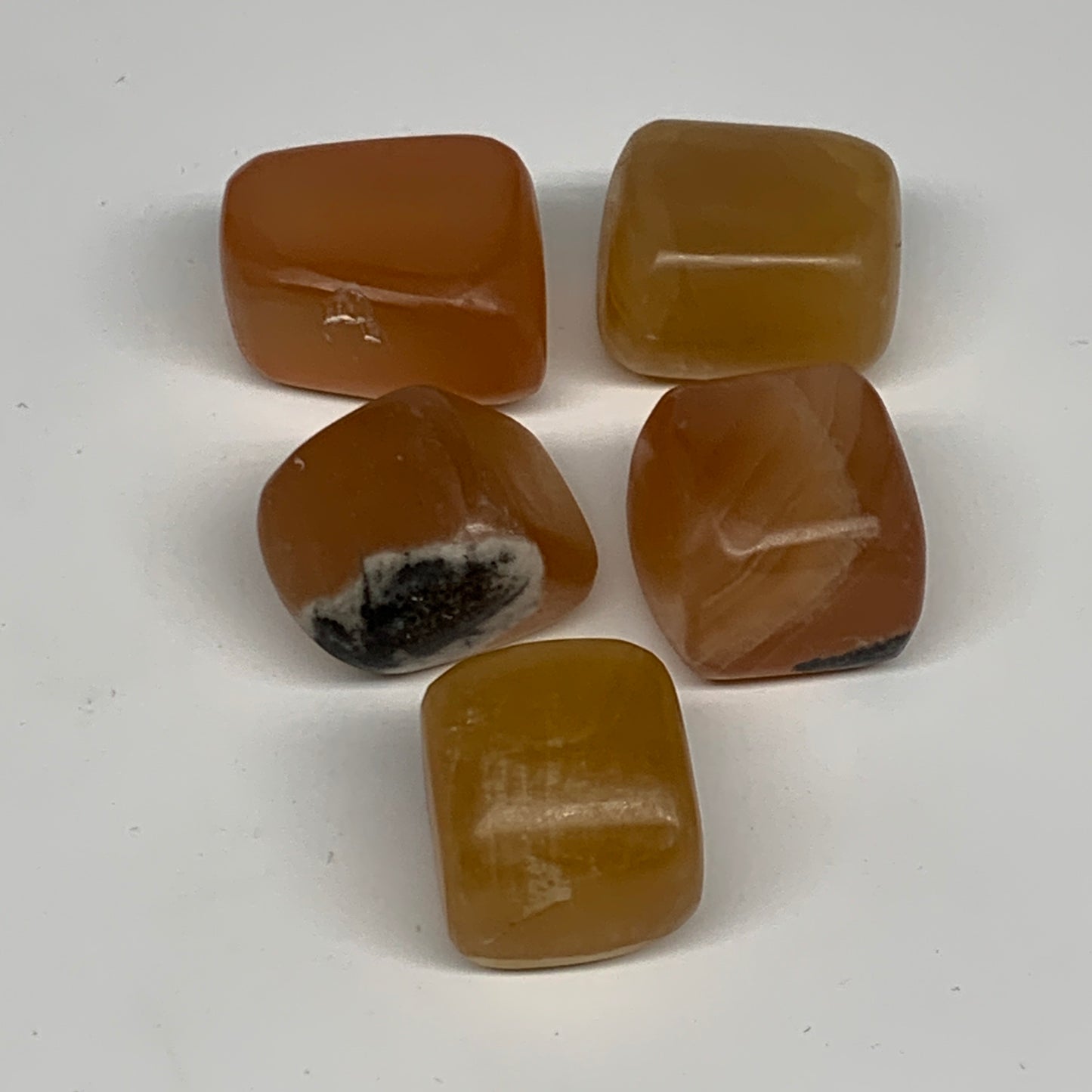 166.7g, 0.9"-1.3", 5pcs, Honey Calcite Tumbled Stones @Afghanistan, B26736