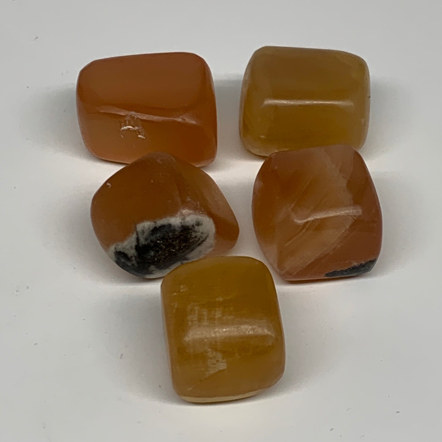 166.7g, 0.9"-1.3", 5pcs, Honey Calcite Tumbled Stones @Afghanistan, B26736