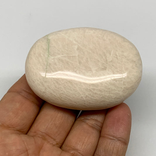 90.5g,2.4"x1.7"x0.9" White Moonstone Crystal Palm-Stone Polished Reiki, B21965