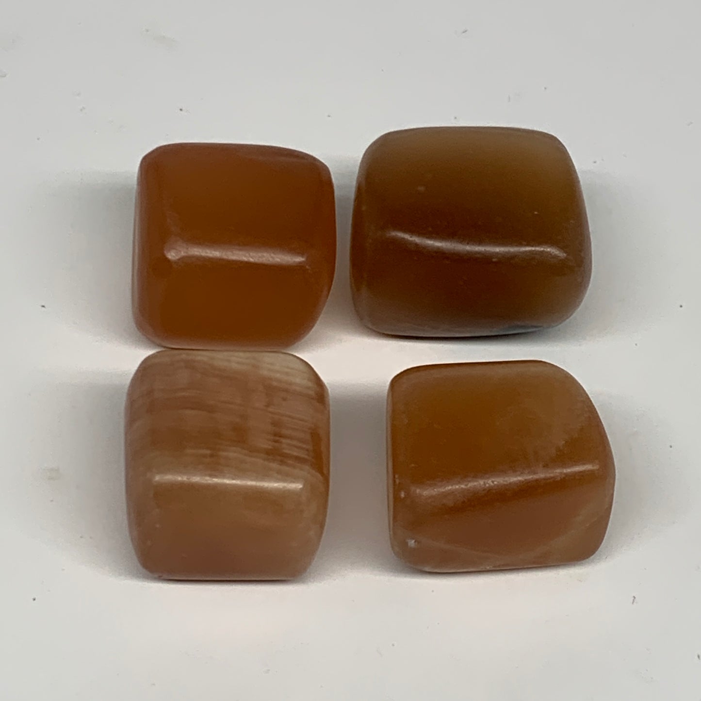 156.1g, 0.9"-1.1", 4pcs, Honey Calcite Tumbled Stones @Afghanistan, B26737