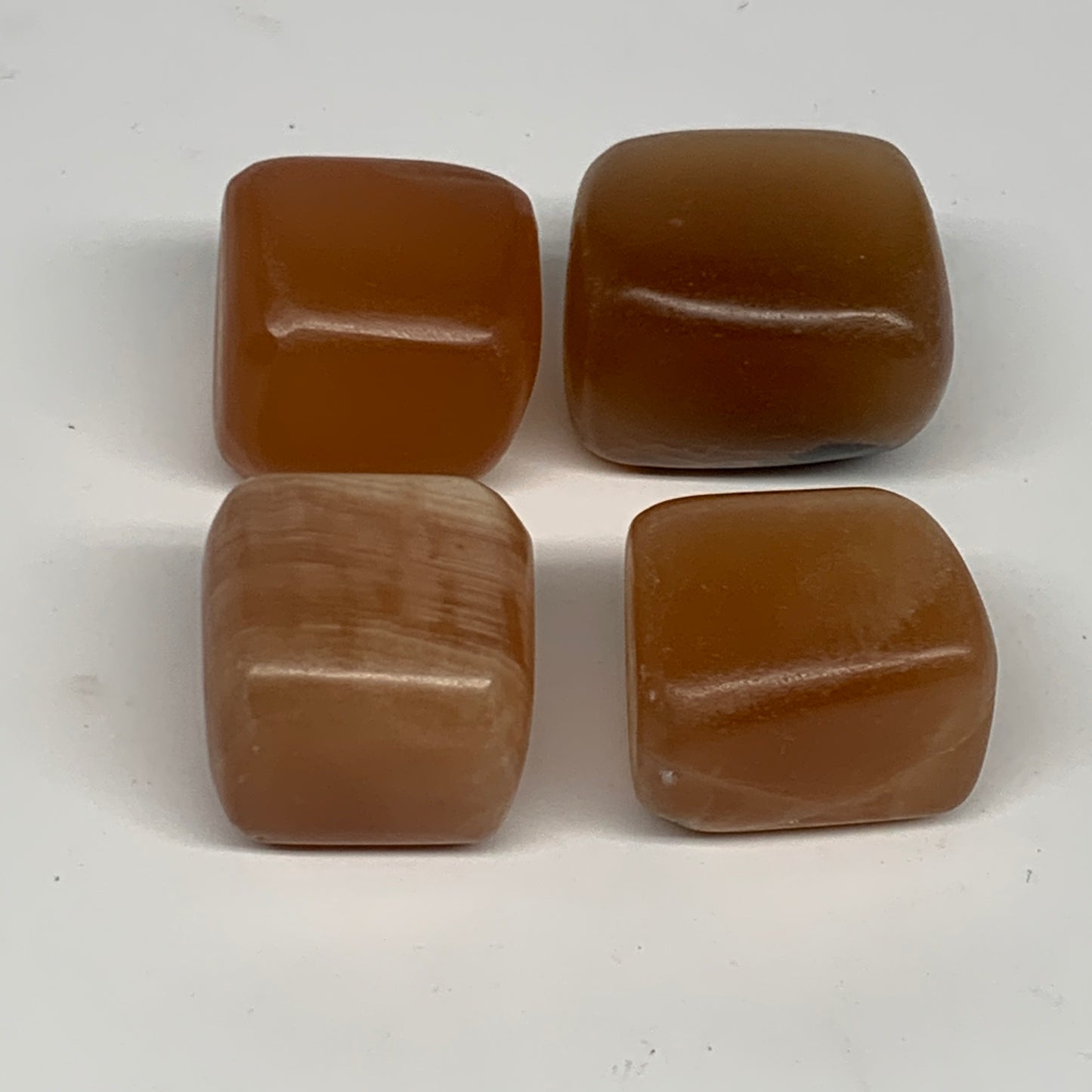 156.1g, 0.9"-1.1", 4pcs, Honey Calcite Tumbled Stones @Afghanistan, B26737