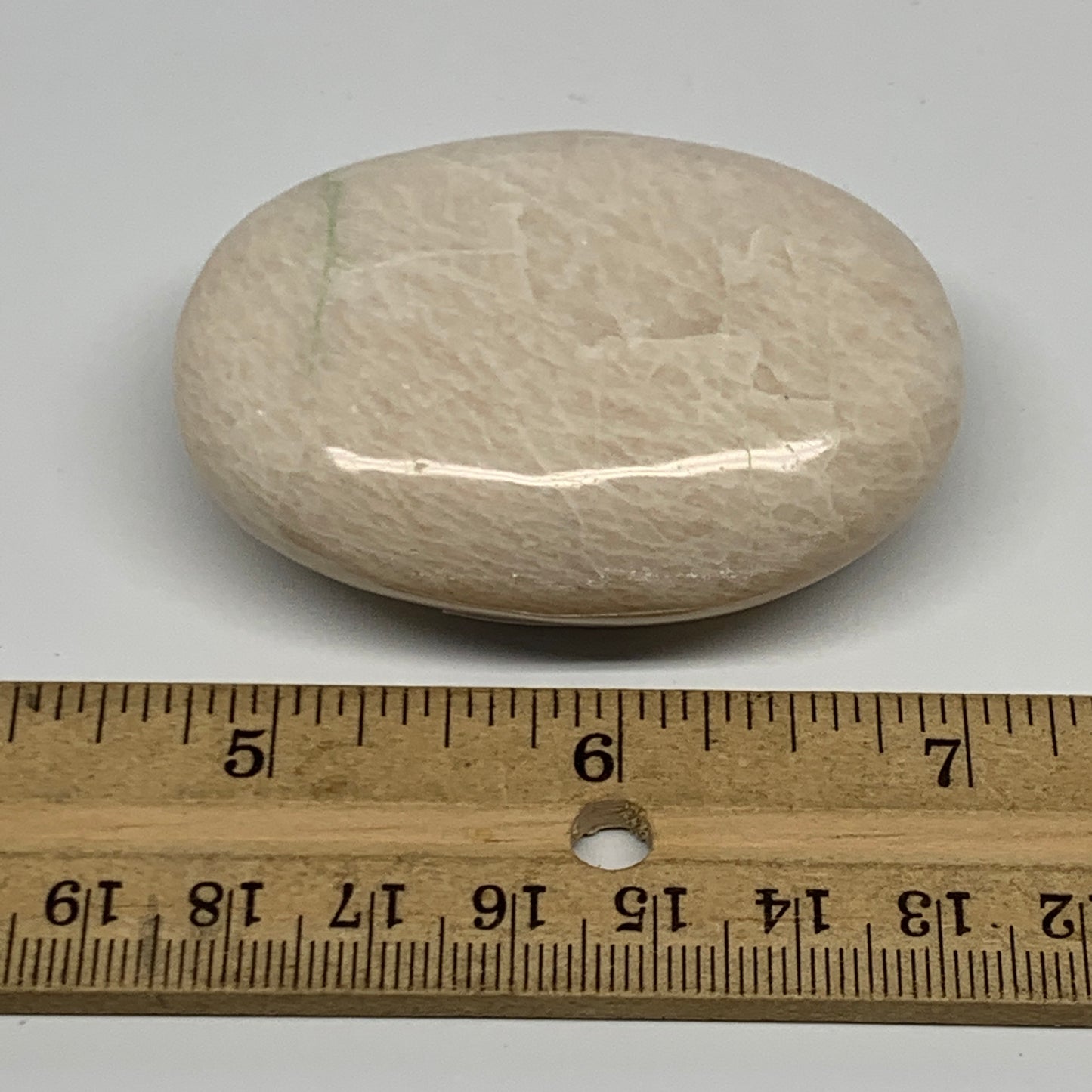 90.5g,2.4"x1.7"x0.9" White Moonstone Crystal Palm-Stone Polished Reiki, B21965