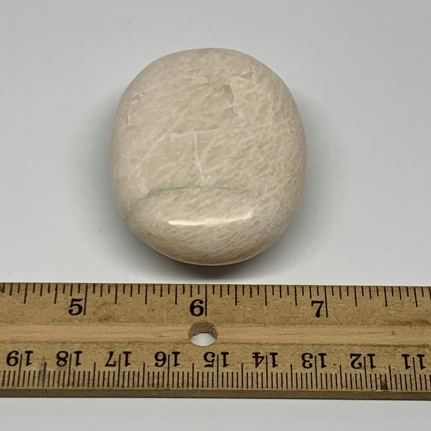 90.5g,2.4"x1.7"x0.9" White Moonstone Crystal Palm-Stone Polished Reiki, B21965