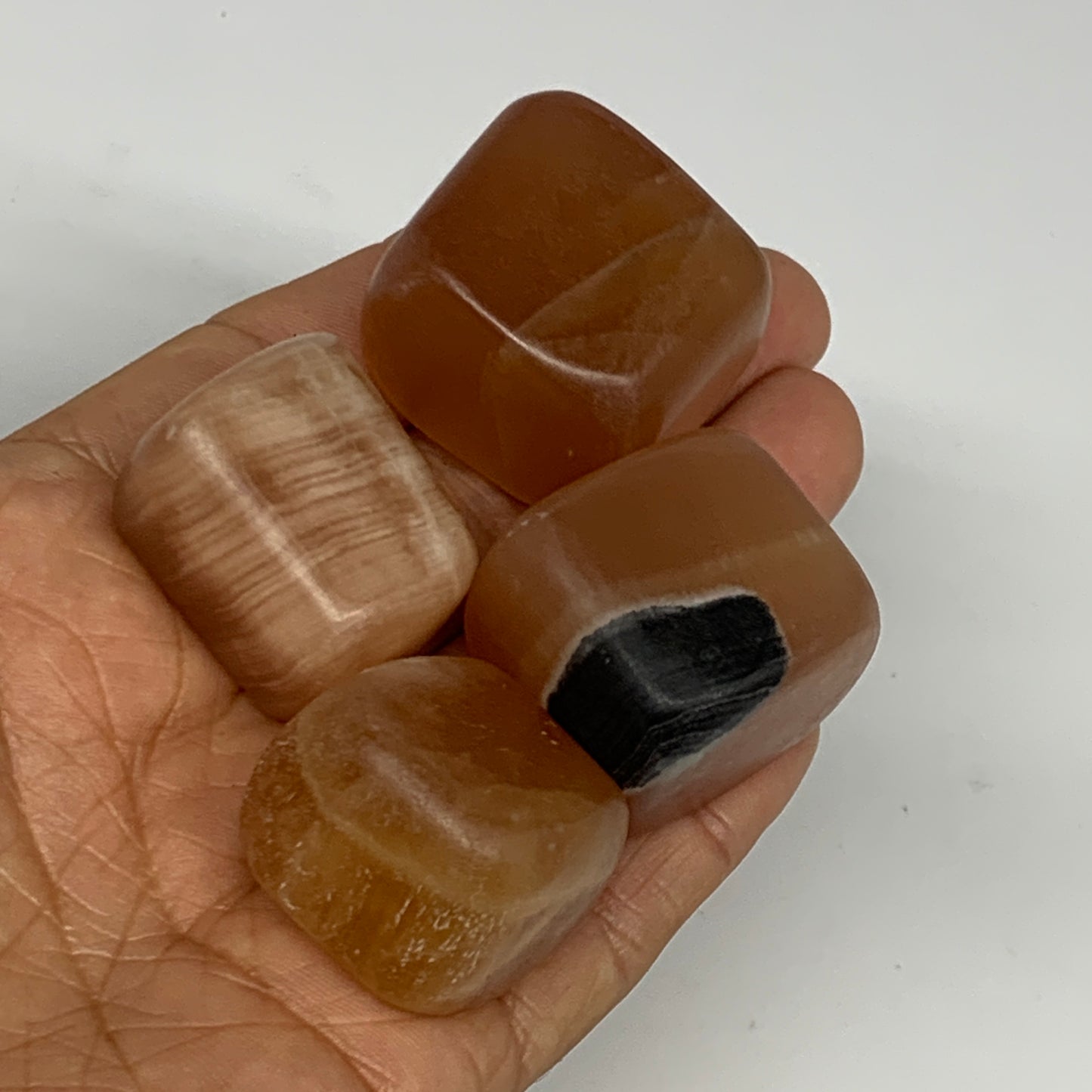 157.8g, 1"-1.3", 4pcs, Honey Calcite Tumbled Stones @Afghanistan, B26738