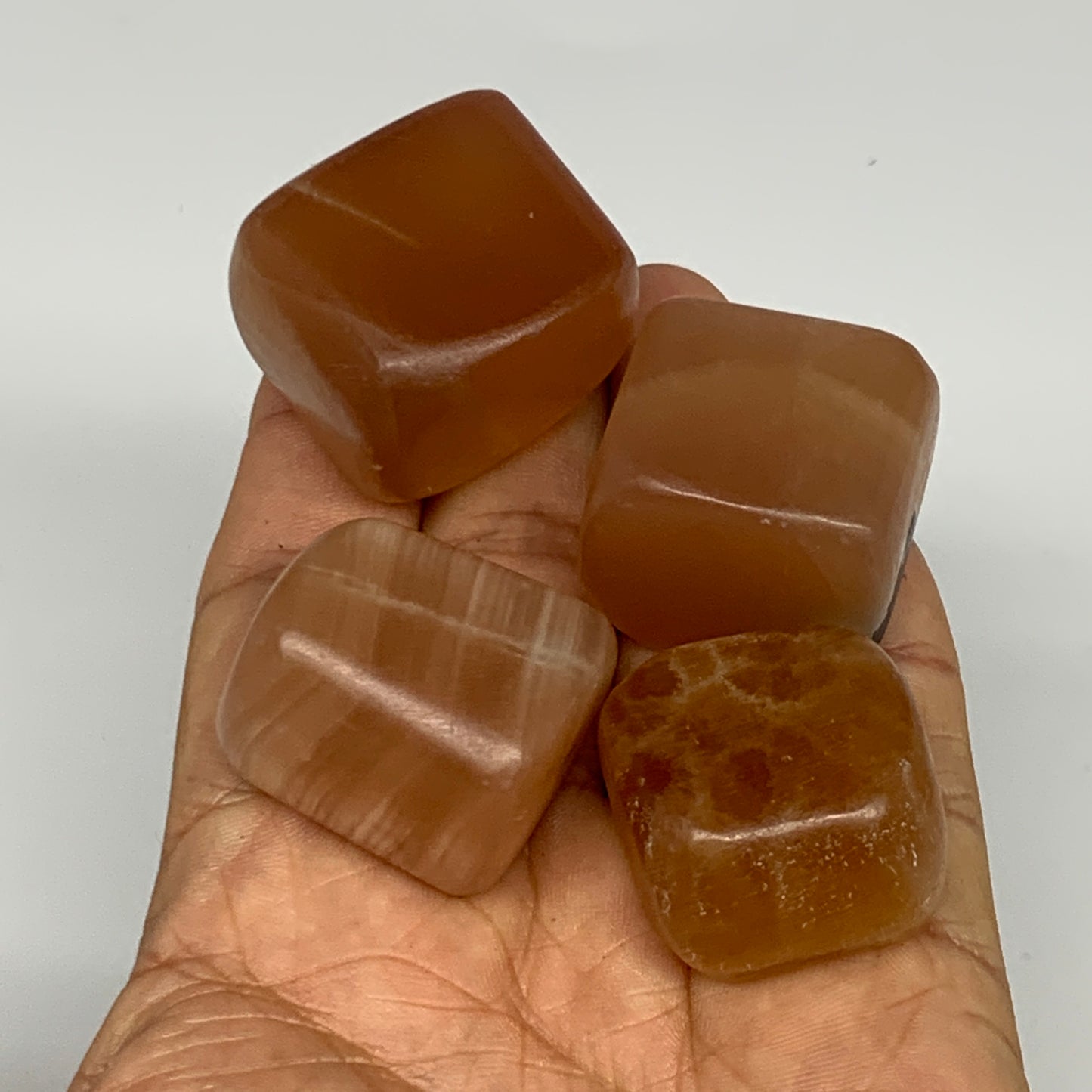 157.8g, 1"-1.3", 4pcs, Honey Calcite Tumbled Stones @Afghanistan, B26738